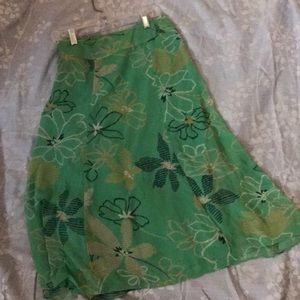 Yellow green floral skirt